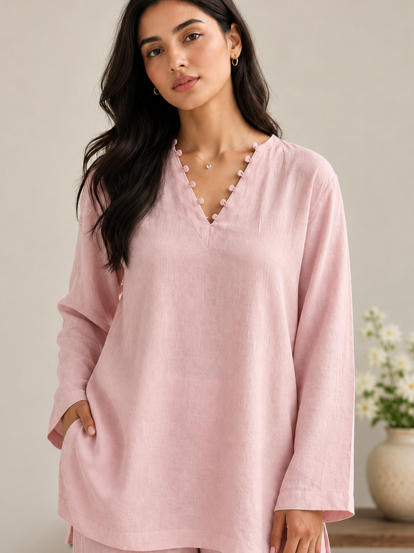 Indibelle Wrinkle Rayon Relaxed-Fit Co-ord Set