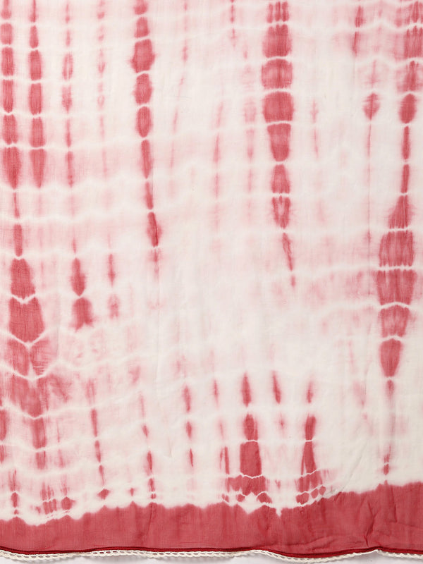 Indibelle Cotton Teal Brown Floral Print Kurta Pant With Dupatta (Teal)