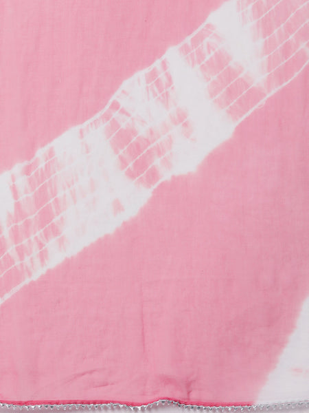 Indibelle Tie-Dye Chiffon Dupatta (Light Pink)