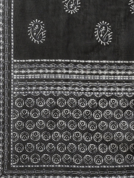 Indibelle Cotton Printed Dupatta (Black)
