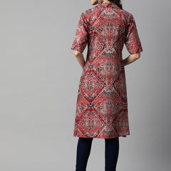 Indibelle Maroon Rayon Abstract Print Shrug