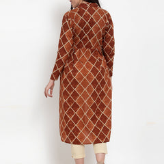 Indibelle Cotton Blue Geomatric Print A-Line ShrugCape