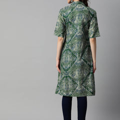 Indibelle Green Rayon Abstract Print Shrug
