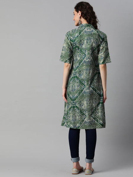 Indibelle Green Rayon Abstract Print Shrug