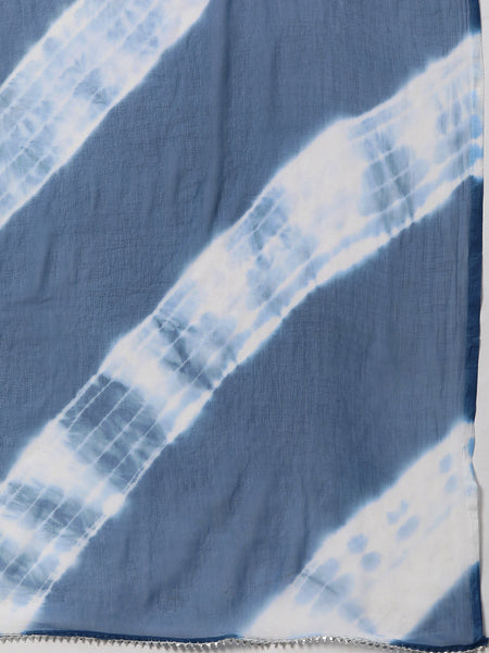Indibelle Tie-Dye Chiffon Dupatta (Blue)