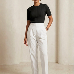 Women Mid-Rise Straight-Fit Cotton Trousers