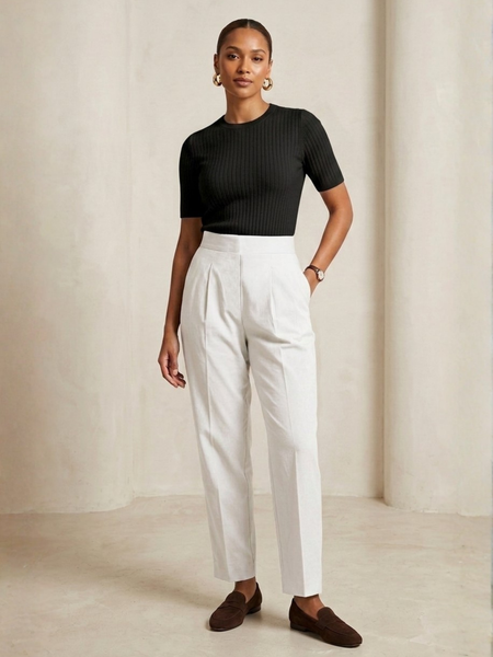 Women Mid-Rise Straight-Fit Cotton Trousers