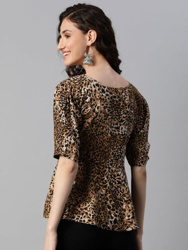 Indibelle Animal Print Peplum Top