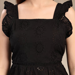 Indibelle Cotton Black Schffli Tunic Top