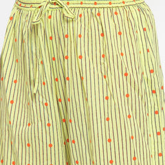 Indibelle Women Lemon Yellow Cotton Foil Print Straight Kurta set