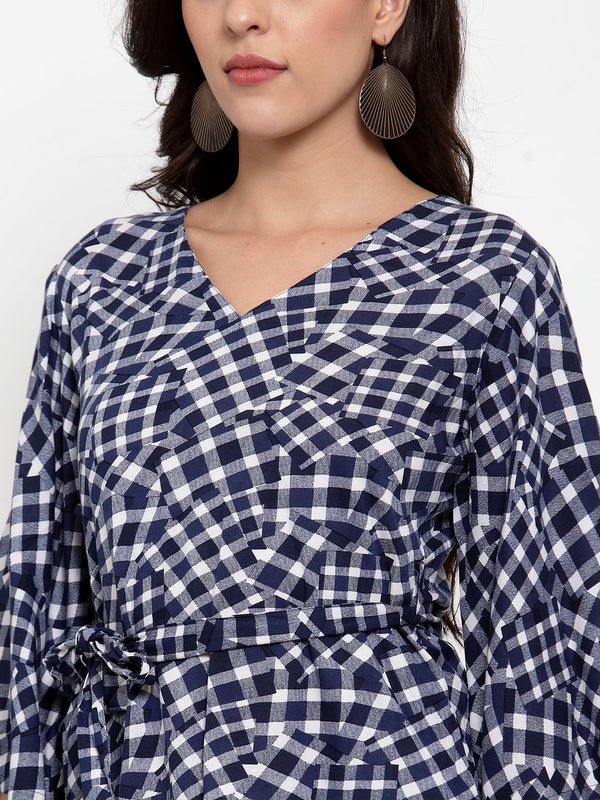 Indibelle blue check print top 