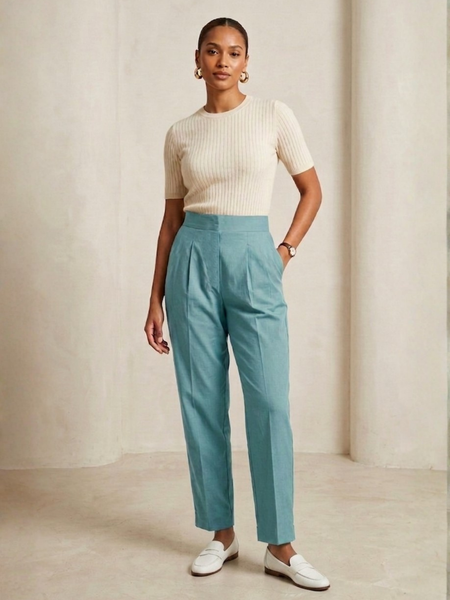 Women Mid-Rise Straight-Fit Cotton Trousers