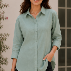 Indibelle Premium Linen Blend Aqua Green Shirt