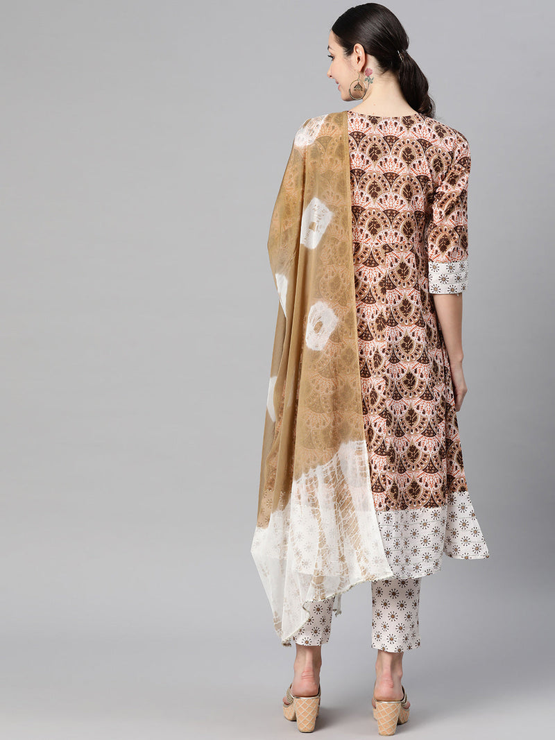 Indibelle Tie-Dye Chiffon Dupatta (Brown)