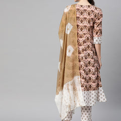 Indibelle Tie-Dye Chiffon Dupatta (Brown)