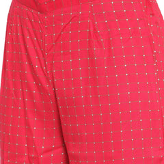 Indibelle Rayon Checked Print Plazzo Pants (Red)
