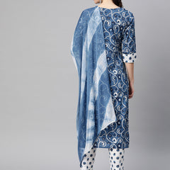 Indibelle Tie-Dye Chiffon Dupatta (Blue)