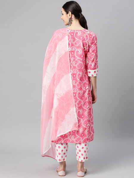 Indibelle Tie-Dye Chiffon Dupatta (Light Pink)