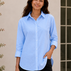 Indibelle Premium Linen Blend Sky Blue Shirt