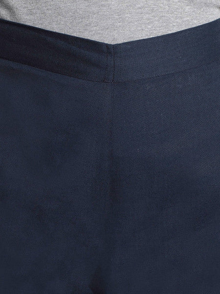 Indibelle Cotton Solid Dark Blue Trousers