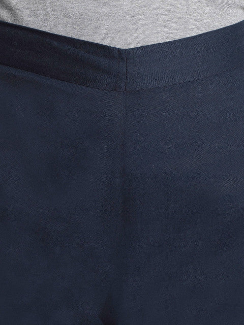 Indibelle Cotton Solid Dark Blue Trousers
