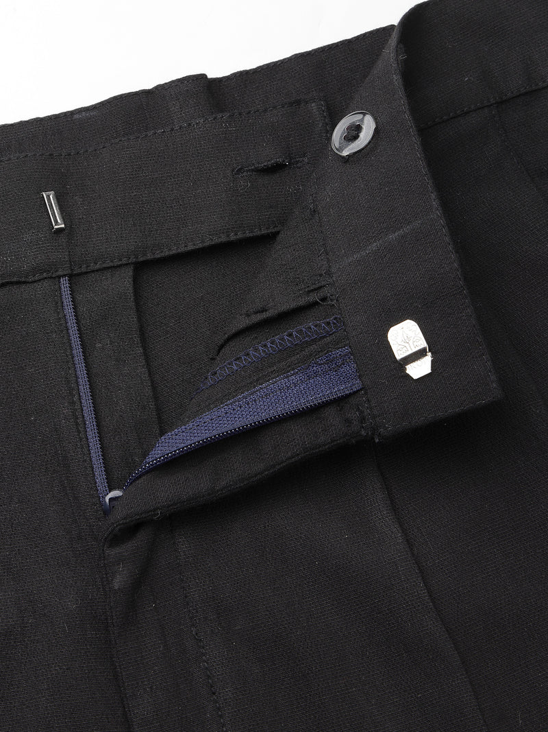Indibelle Viscose Lycra Premium Straight Fit Trousers (Black)