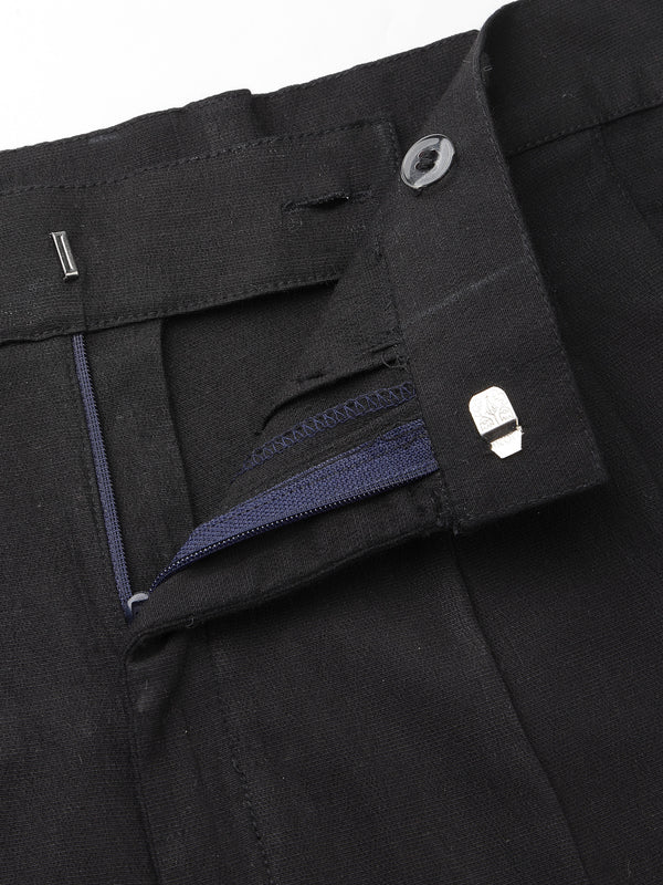 Indibelle Viscose Lycra Premium Straight Fit Trousers (Black)
