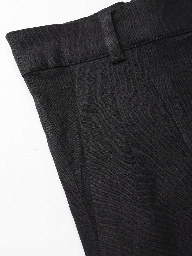 Indibelle Viscose Lycra Premium Straight Fit Trousers (Black)
