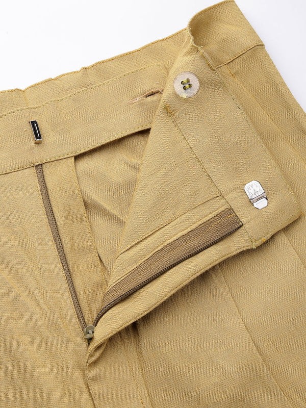 Indibelle Viscose Lycra Premium Straight Fit Trousers (Mustard)
