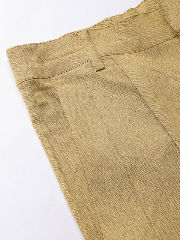 Indibelle Viscose Lycra Premium Straight Fit Trousers (Mustard)