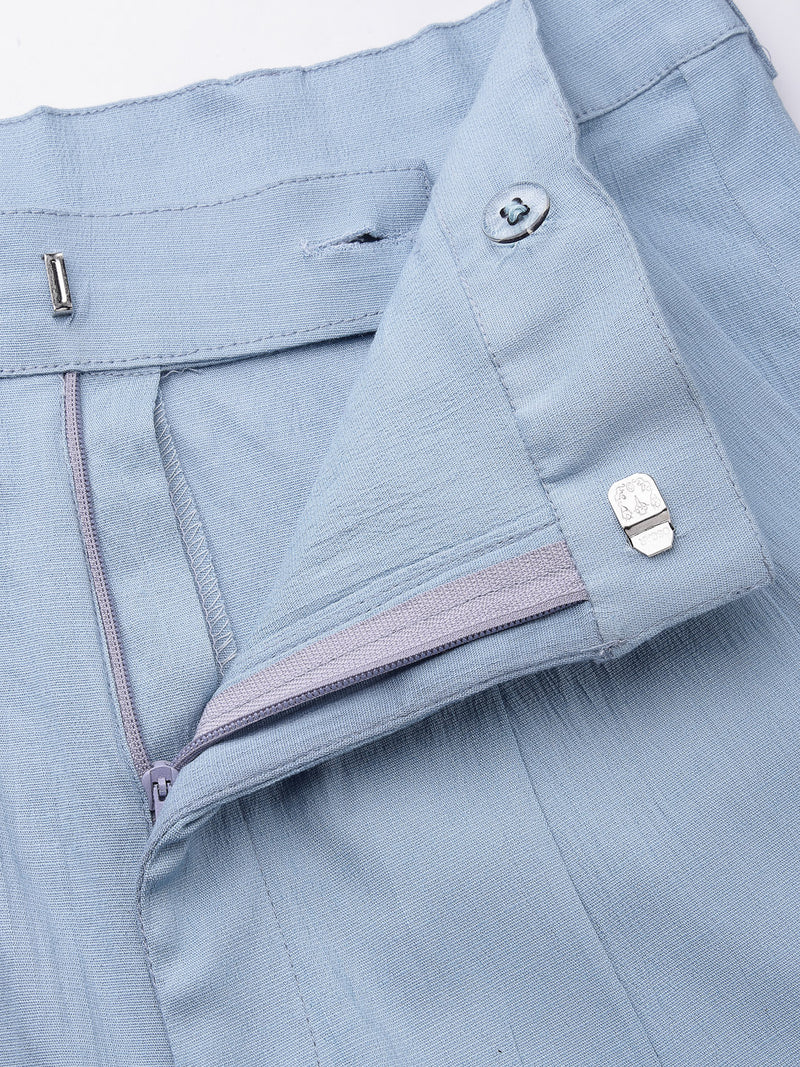 Indibelle Viscose Lycra Premium Straight Fit Trousers (Sky Blue)