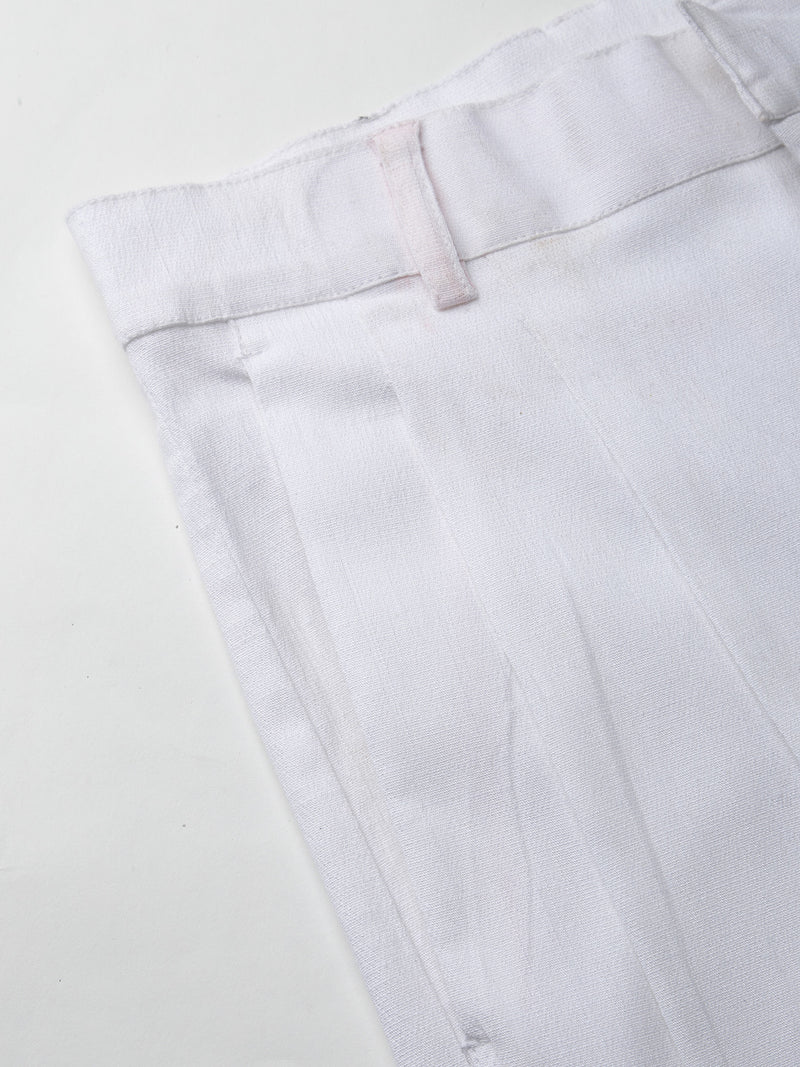 Indibelle Viscose Lycra Premium Straight Fit Trousers (White)