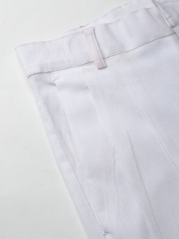 Indibelle Viscose Lycra Premium Straight Fit Trousers (White)