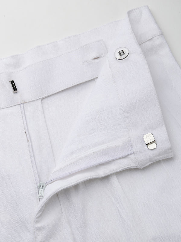 Indibelle Viscose Lycra Premium Straight Fit Trousers (White)