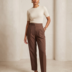Women Mid-Rise Straight-Fit Cotton Trousers