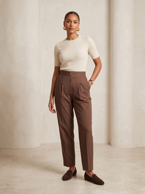 Women Mid-Rise Straight-Fit Cotton Trousers