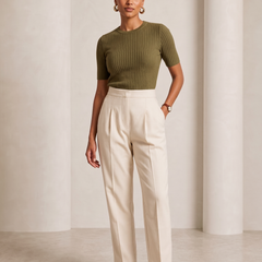 Women Mid-Rise Straight-Fit Cotton Trousers