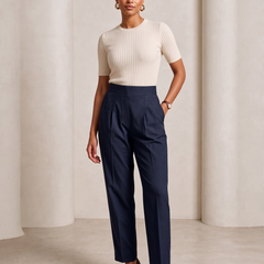 Women Mid-Rise Straight-Fit Cotton Trousers
