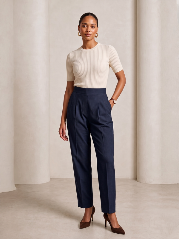 Women Mid-Rise Straight-Fit Cotton Trousers
