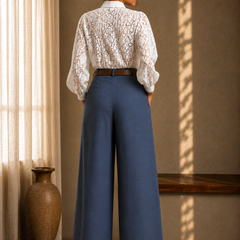 Indibelle Premium Cotton Linen Blend Wide leg Trouser