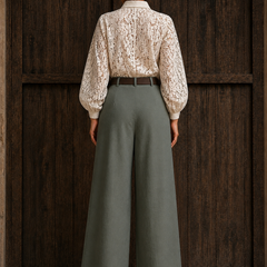 Indibelle Premium Cotton Linen Blend Wide leg Trouser
