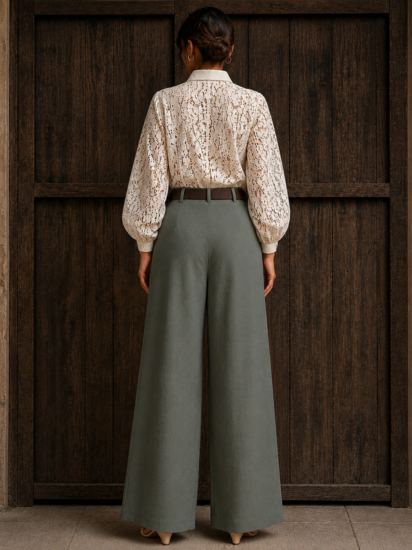 Indibelle Premium Cotton Linen Blend Wide leg Trouser