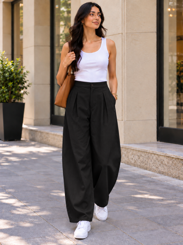 Indibelle Linen Blend Barrel Trouser