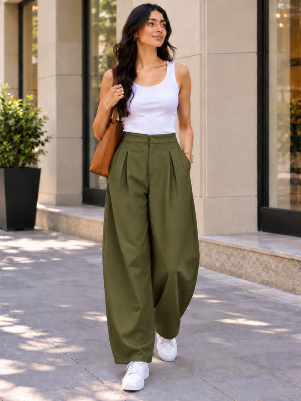Indibelle Linen Blend Barrel Trouser