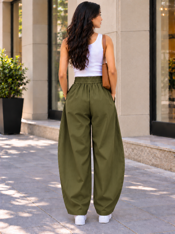 Indibelle Linen Blend Barrel Trouser