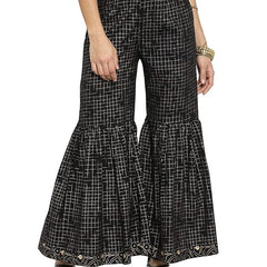 Indibelle Cotton Flared Sharara Pants (Black)