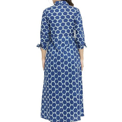 Indibelle Cotton Printed Long Cape (Blue)