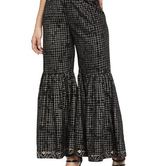 Indibelle Cotton Flared Sharara Pants (Black)