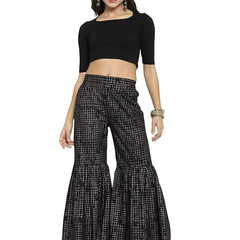 Indibelle Cotton Flared Sharara Pants (Black)
