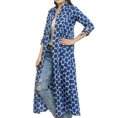 Indibelle Cotton Printed Long Cape (Blue)